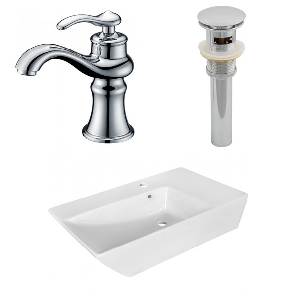 25.5" W Above Counter White Vessel Set For 1 Hole Center Faucet (AI-26414)