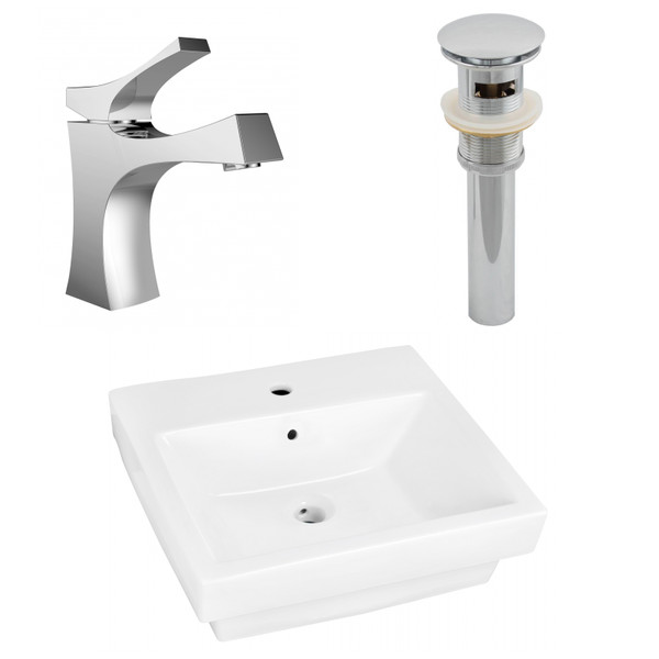 20.5" W Above Counter White Vessel Set For 1 Hole Center Faucet (AI-26419)