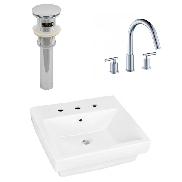 20.5" W Above Counter White Vessel Set For 3H8" Center Faucet (AI-26430)