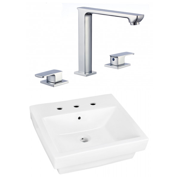 19" W Above Counter White Vessel Set For 3H8" Center Faucet (AI-22457)