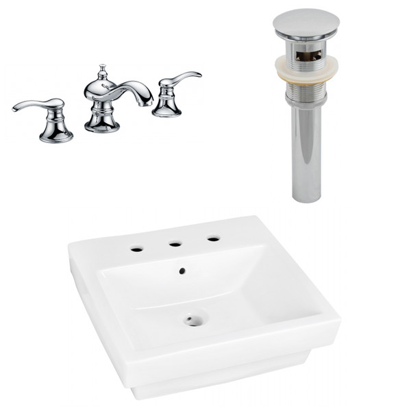 19" W Above Counter White Vessel Set For 3H8" Center Faucet (AI-26450)
