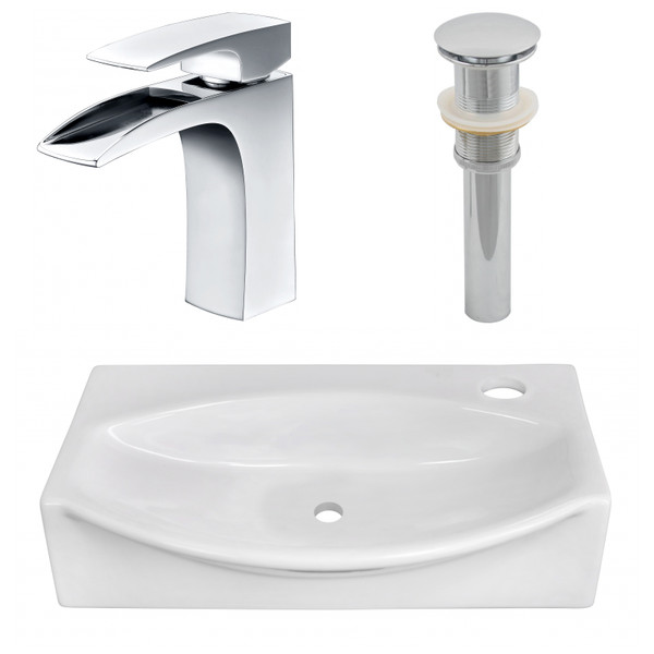 16.5" W Above Counter White Vessel Set For 1 Hole Right Faucet (AI-26459)