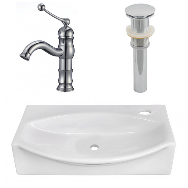 16.5" W Above Counter White Vessel Set For 1 Hole Right Faucet (AI-26460)
