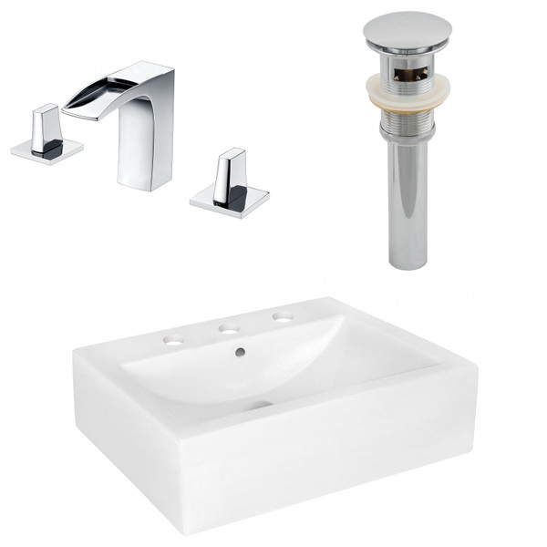 20.25" W Above Counter White Vessel Set For 3H8" Center Faucet (AI-26474)
