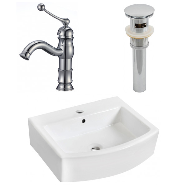 22.25" W Wall Mount White Vessel Set For 1 Hole Center Faucet (AI-26510)