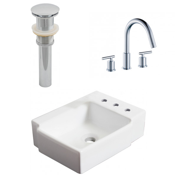 16.25" W Above Counter White Vessel Set For 3H8" Right Faucet (AI-26528)