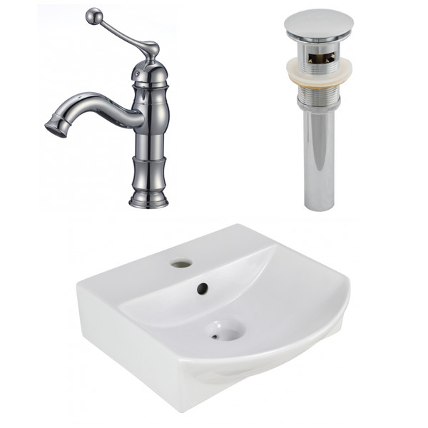 13.75" W Above Counter White Vessel Set For 1 Hole Center Faucet (AI-26564)