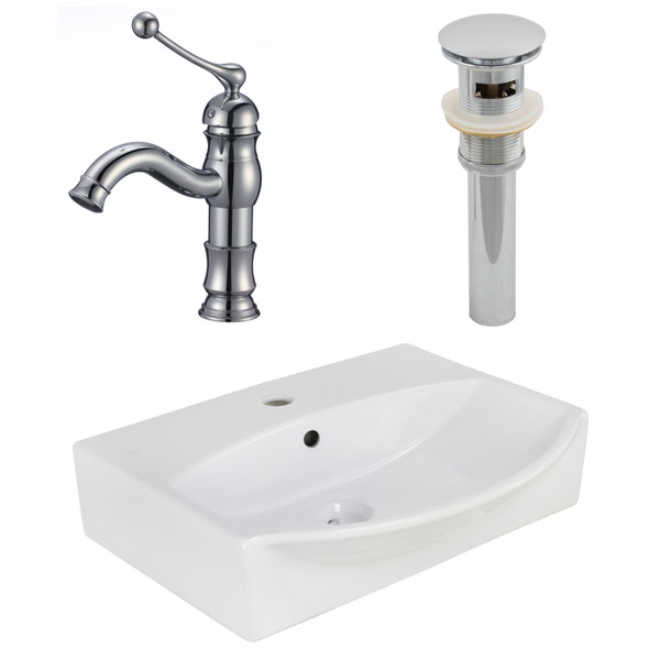 19.5" W Above Counter White Vessel Set For 1 Hole Center Faucet (AI-26576)