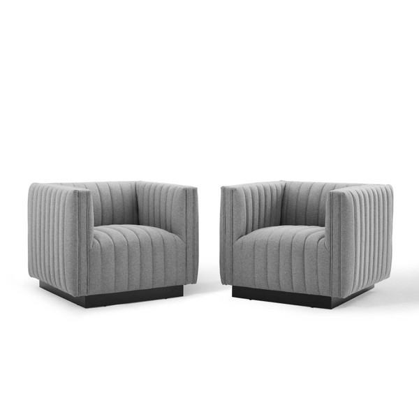 Conjure Tufted Armchair Upholstered Fabric - Set Of 2 EEI-5045-LGR