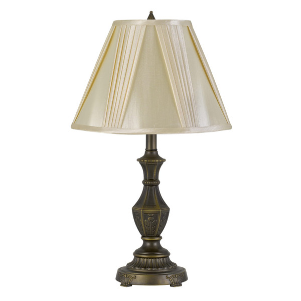 100W Cory Aluminum Casted Table Lamp With Softback Fan Pleated Faux Silk Shade (BO-2951TB)
