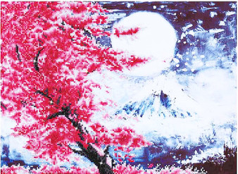 Cherry Blossom Mountain Diamond Painting Kit