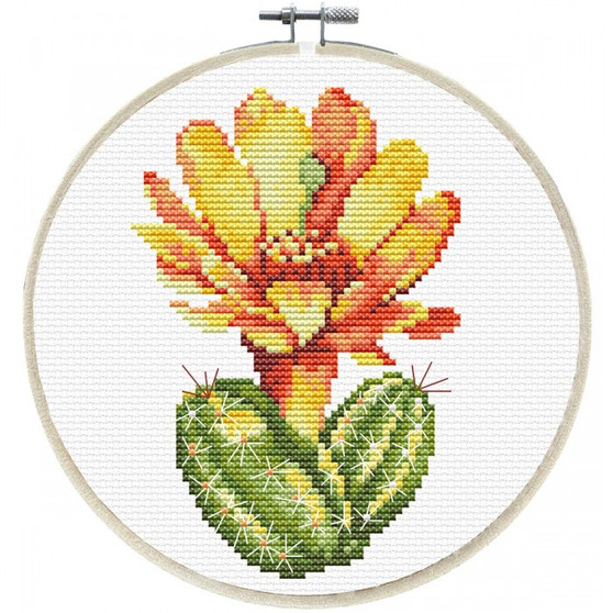 Yellow Cactus No Count Cross Stitch Kit