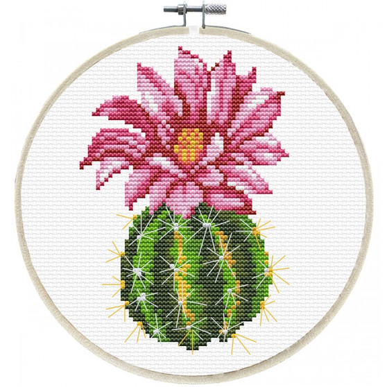 Pink Cactus No Count Cross Stitch Kit