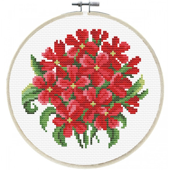 Red Bouquet No Count Cross Stitch Kit