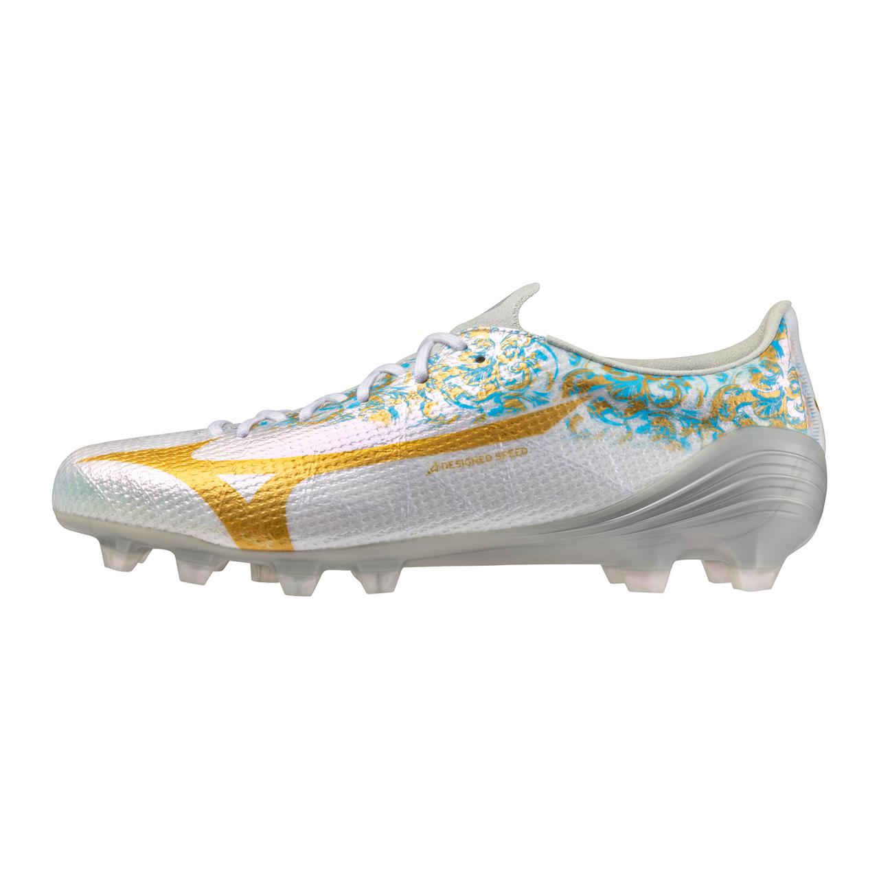 white and gold soccer cleats
