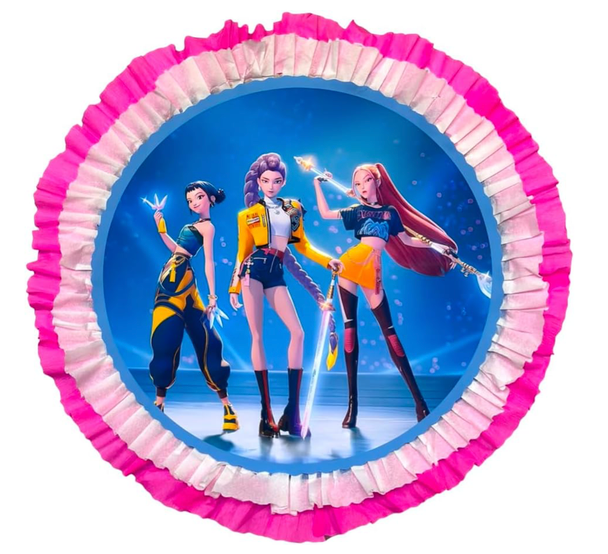 Piñata tambor K-pop Demon Hunters (Rumi, Mira Y Zoey)
