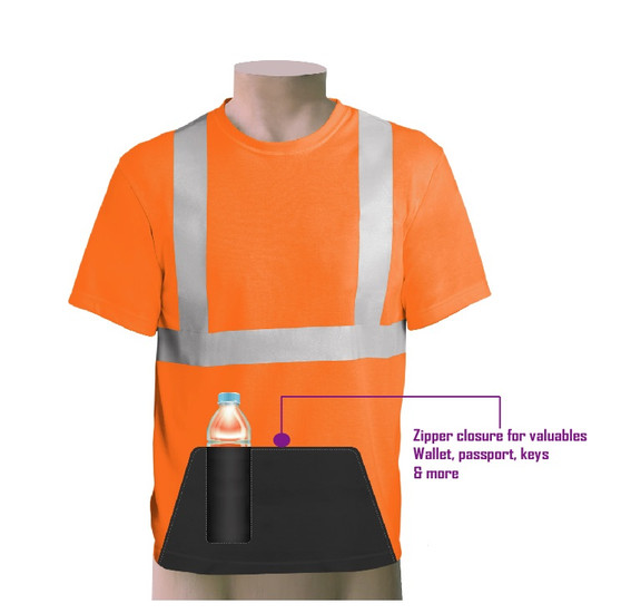HI - VIZ  ANSI T-shirt with utility pocket  :  UtileeT -  JW   - Type R Class 2- Orange