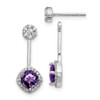 14k White Gold Diamond/Amethyst Front/Back Earrings