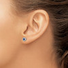 14k White Gold Diamond and Blue Sapphire Halo Post Earrings