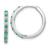 14k White Gold Diamond and Emerald Hinged Hoop Earrings