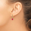 14k 1/10ct Diamond and Ruby Dangle Hoop Earrings