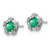14k White Gold Emerald and Diamond Post Earrings