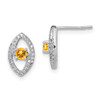 14k White Gold Polished Diamond and Citrine Post Earrings
