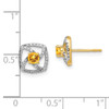14k Polished Diamond and Citrine Square Post Earrings