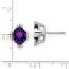14k White Gold Oval Amethyst and Diamond Earrings