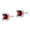 14k White Gold Square Garnet and Diamond Earrings