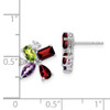 14k White Gold Amethyst/Peridot/Garnet/Diamond Earrings