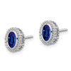 14k White Gold Oval Sapphire Post Earrings