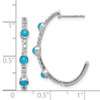 14k White Gold Turquoise and White Topaz J-hoop Earrings