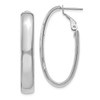 14k 7.75mm White Gold Oval Omega Back Hoop Earrings