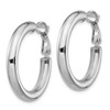 14k White Gold 4x20mm Polished Round Omega Back Hoop Earrings