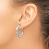 14k White Gold 4x20mm Polished Round Omega Back Hoop Earrings