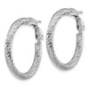 14k 3x20mm White Gold Diamond-cut Round Omega Back Hoop Earrings