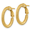 14k 3x15mm Twisted Round Omega Back Hoop Earrings