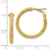 14k 3x20mm Twisted Round Omega Back Hoop Earrings