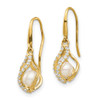 14k White Freshwater Cultured Pearl CZ Cage Dangle Earrings