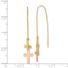14k Yellow & Rose D/C Polished Crosses Threader Earrings