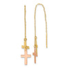 14k Yellow & Rose D/C Polished Crosses Threader Earrings
