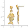 14K 3-D Fishbone Dangle Earrings