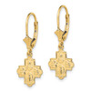14K Small 4-Way Medal Cross Leverback Earrings