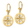 14K Nautical Compass Leverback Earrings
