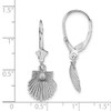 14K White Gold Scallop Shell Leverback Earrings