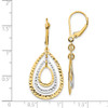 14K Two-tone Diamond Cut Leverback Earrings