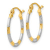 14K w/White Rhodium Diamond Cut Hoop Earrings