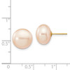 14k 11-12mm Pink Button FW Cultured Pearl Stud Post Earrings