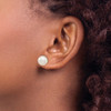 14K 9-10mm White Round Saltwater Akoya Cultured Pearl Stud Post Earrings